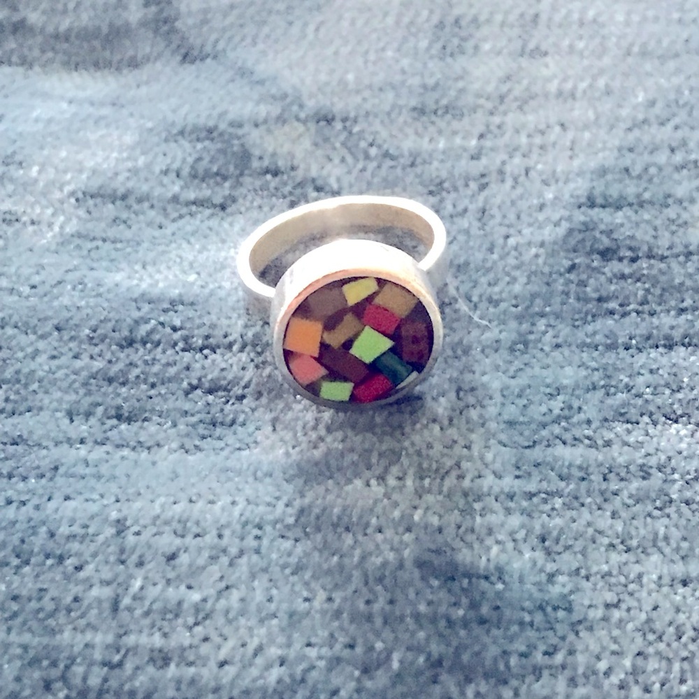 Unique vintage Silpada mosaic 925 sterling silver ring Size 7